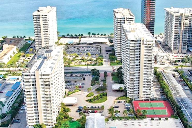 The Hemispheres Condos Renovation in Hollywood FL on Ocean Drive in Hallandale Beach. City of Hollywood Florida 20k sf Glass Seeded Concrete